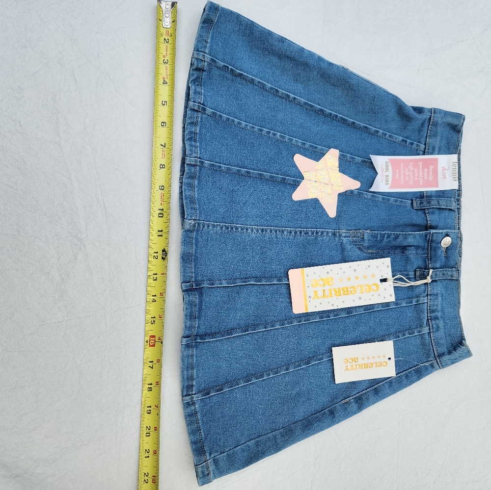 SOLD - Celebrity Ace Denim Mid-rise Mini Skirt for Girls Size 14 - Picture 5 of 6
